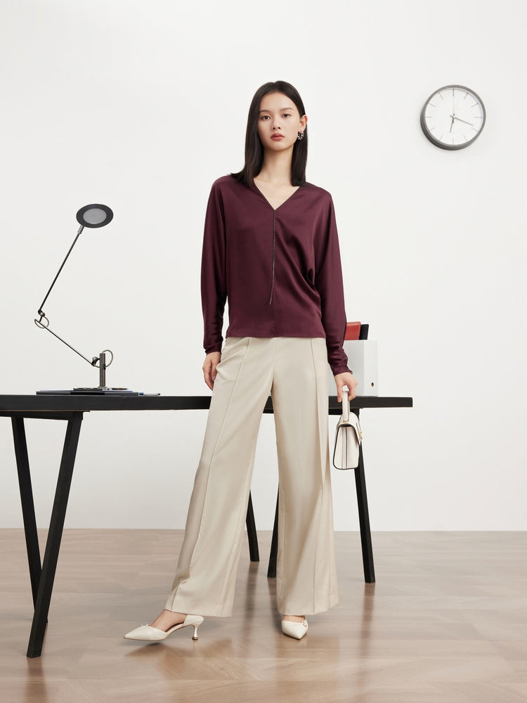 Long-Sleeved Blouse | Wine Red