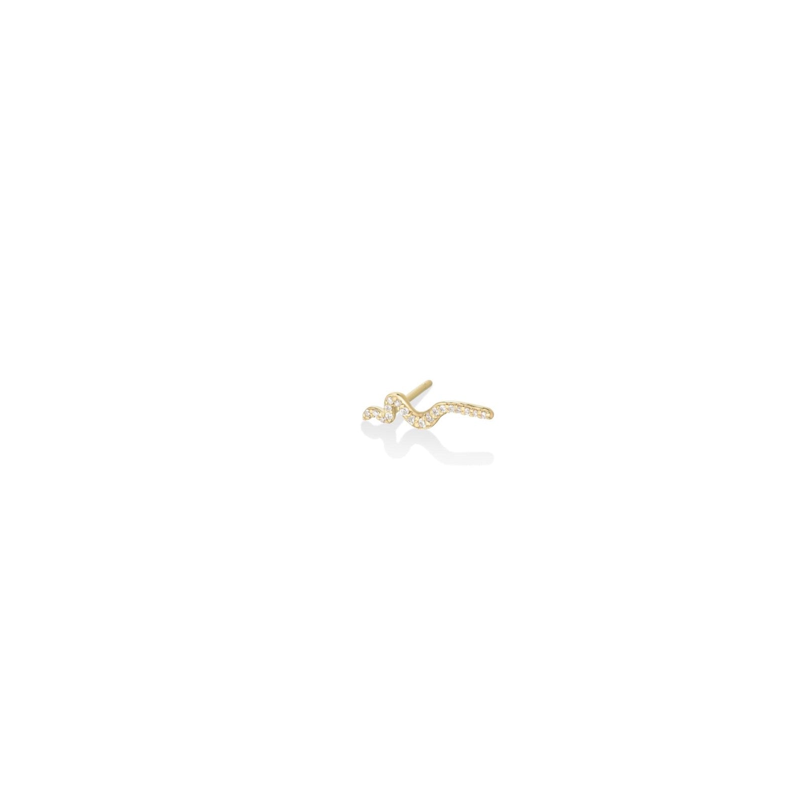 14K yellow gold Full Pavé Small Ripple Climber Earring on a white background