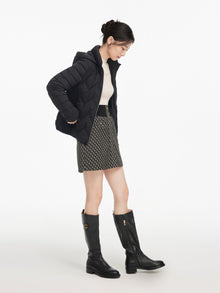 Knitted Panel Down Jacket | Black