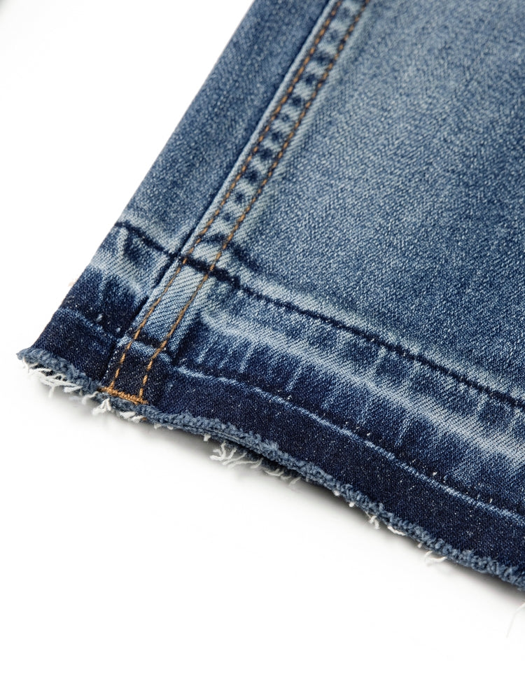 Silk Straight-Leg Jeans | Blue