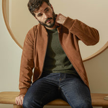 Mens | Chase Suede Bomber Jacket | Camel