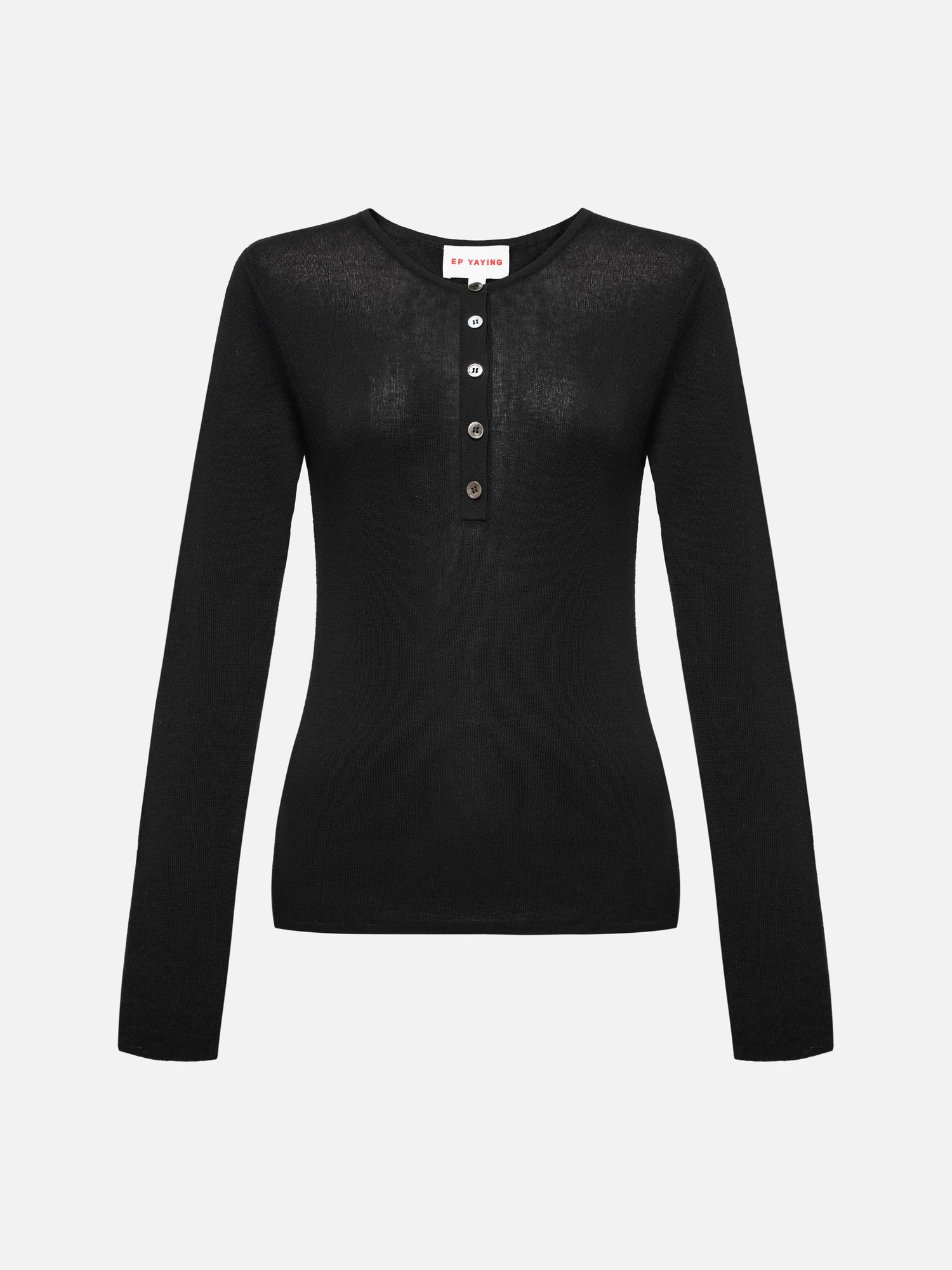 Slim round neck knit base sweater | Black
