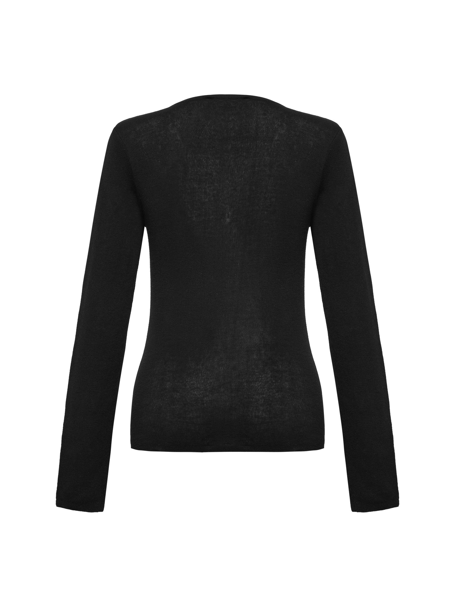 Slim round neck knit base sweater | Black