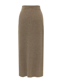 Ribbed Cashmere Skirt | Brown