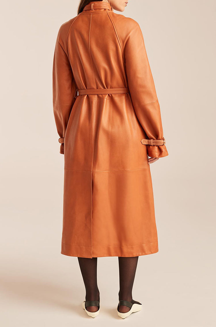 Slim Leather Trench Coat | Sienna