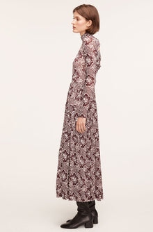 Rochelle Fleur Pleated Mock Neck Dress | Rochelle Fleur Raisin Combo