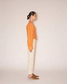 Womens | Tami Light Poplin Tie-Neck Top | Orange Merino