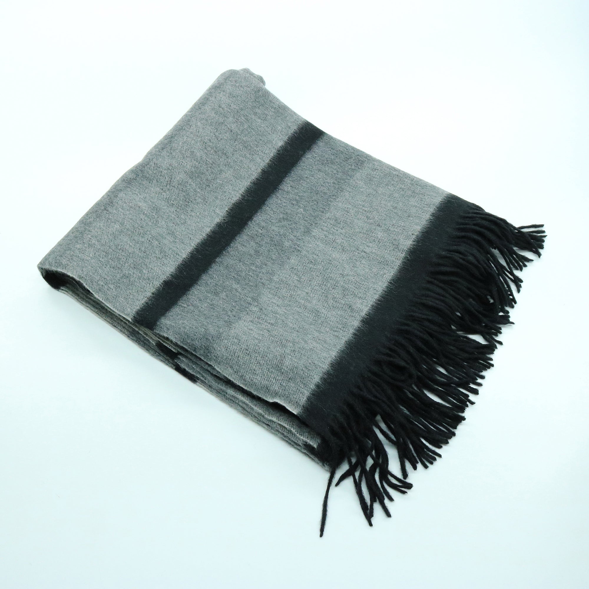 Unisex | Cashmere Striped Throw with Fringes | Black Combo