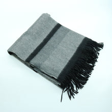 Unisex | Cashmere Striped Throw with Fringes | Black Combo