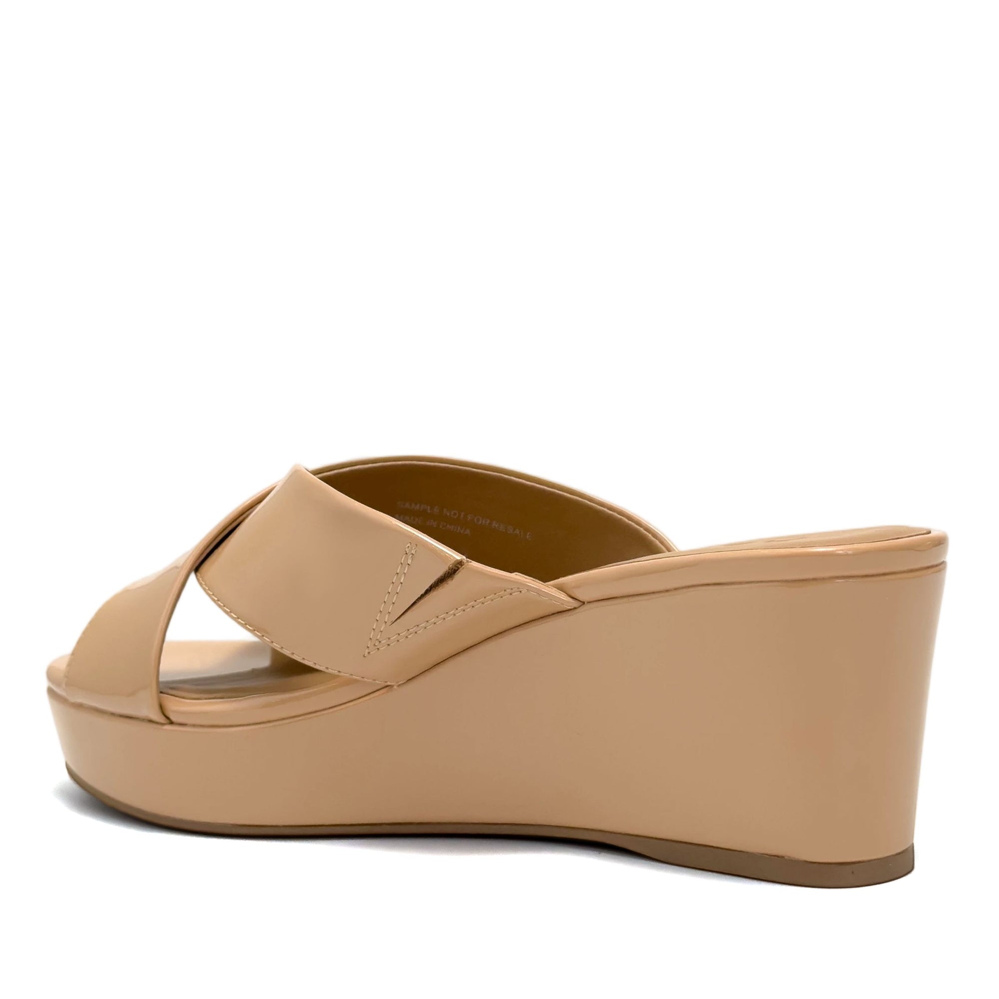 Cruis Sandal Wedge | Beige Bisque Faux Patent