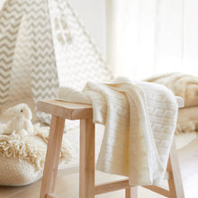 Hallie Cashmere Cable Knit Baby Blanket | Cream