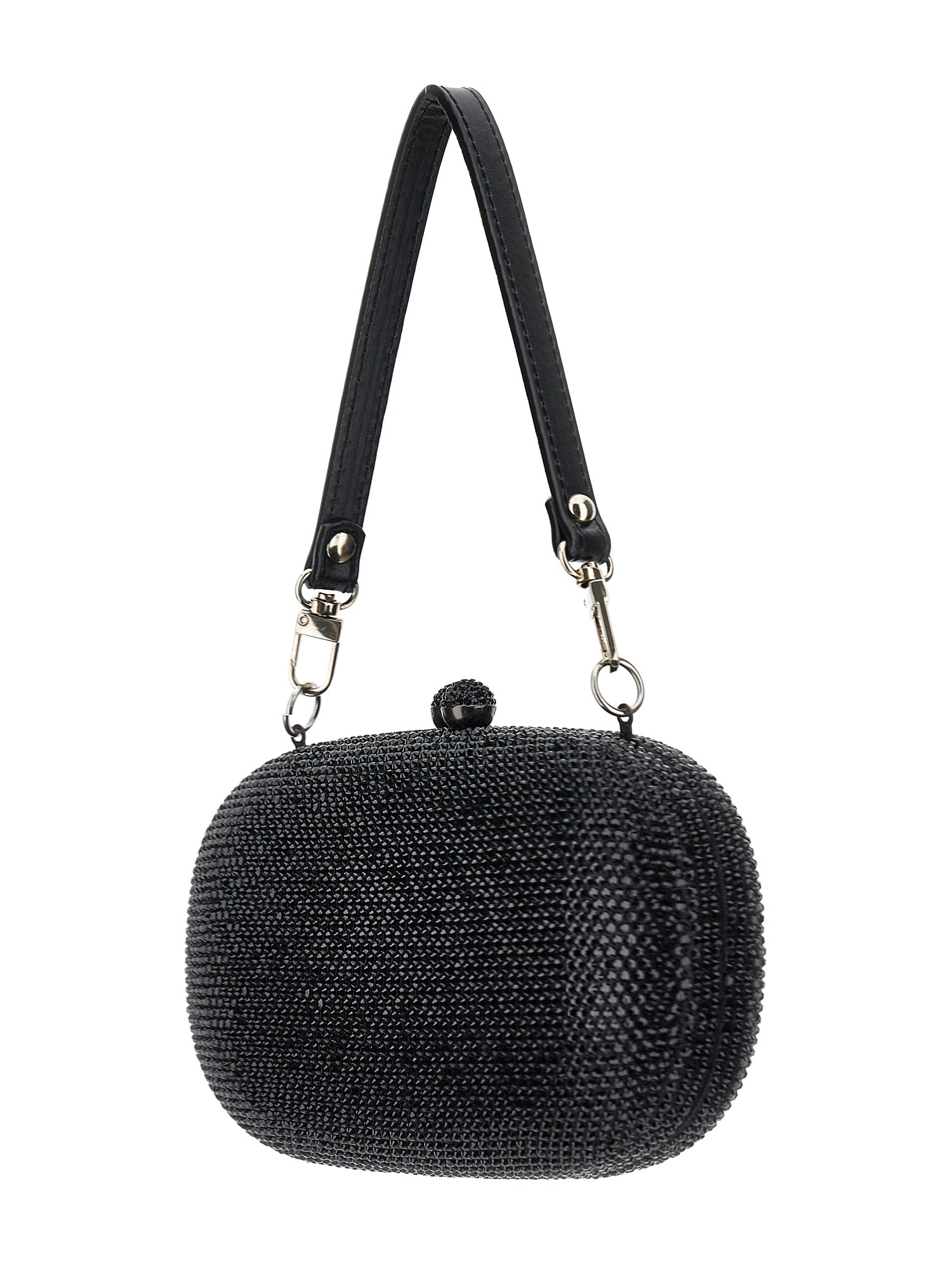 Girls | Oval Rhinestone Clutch Bag | Black
