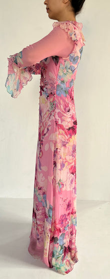 Hemant & Nandita | Z V-Neck Front Button Long Dress | Pink