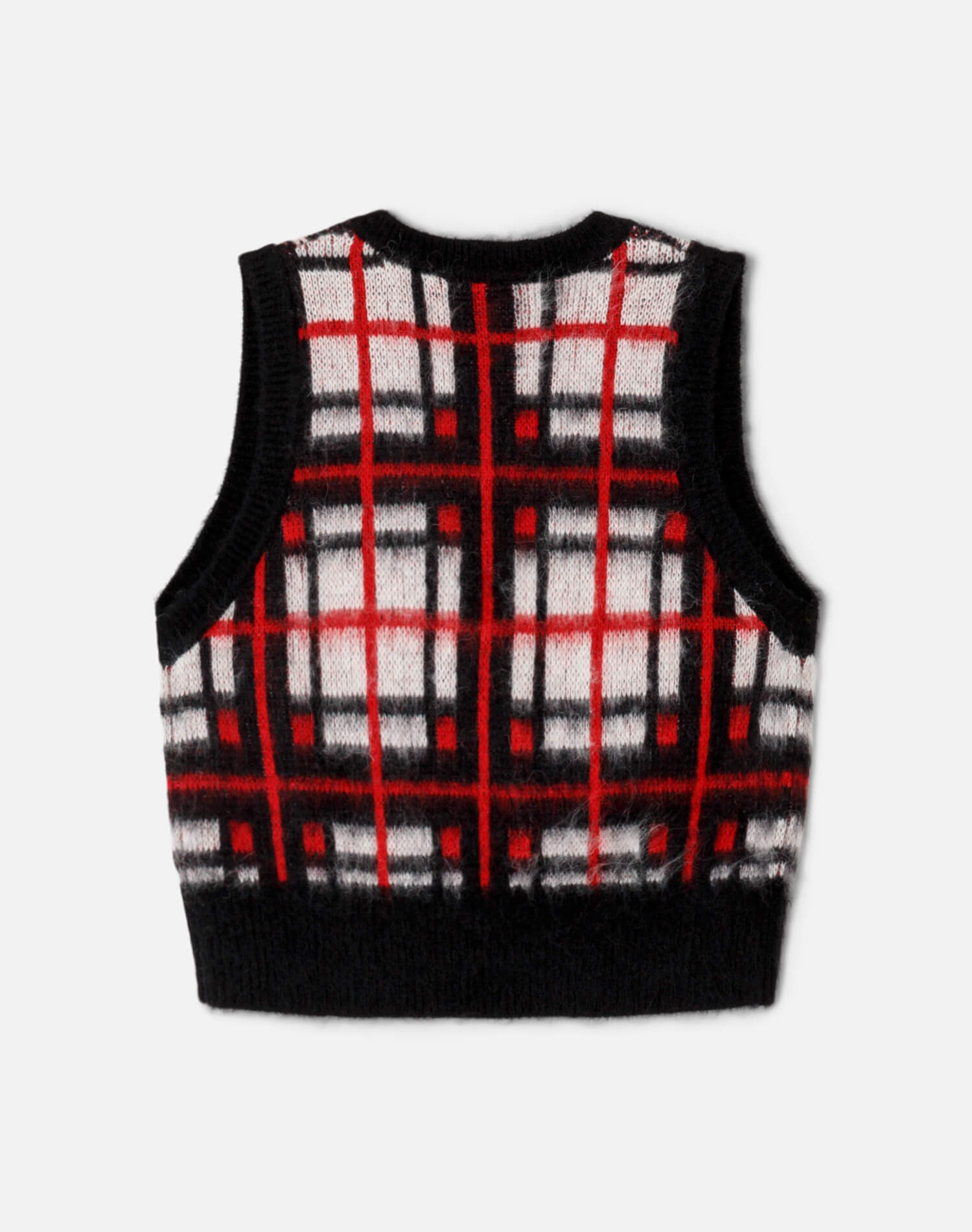 Womens | Tartan V Neck Vest | Black/Red/White