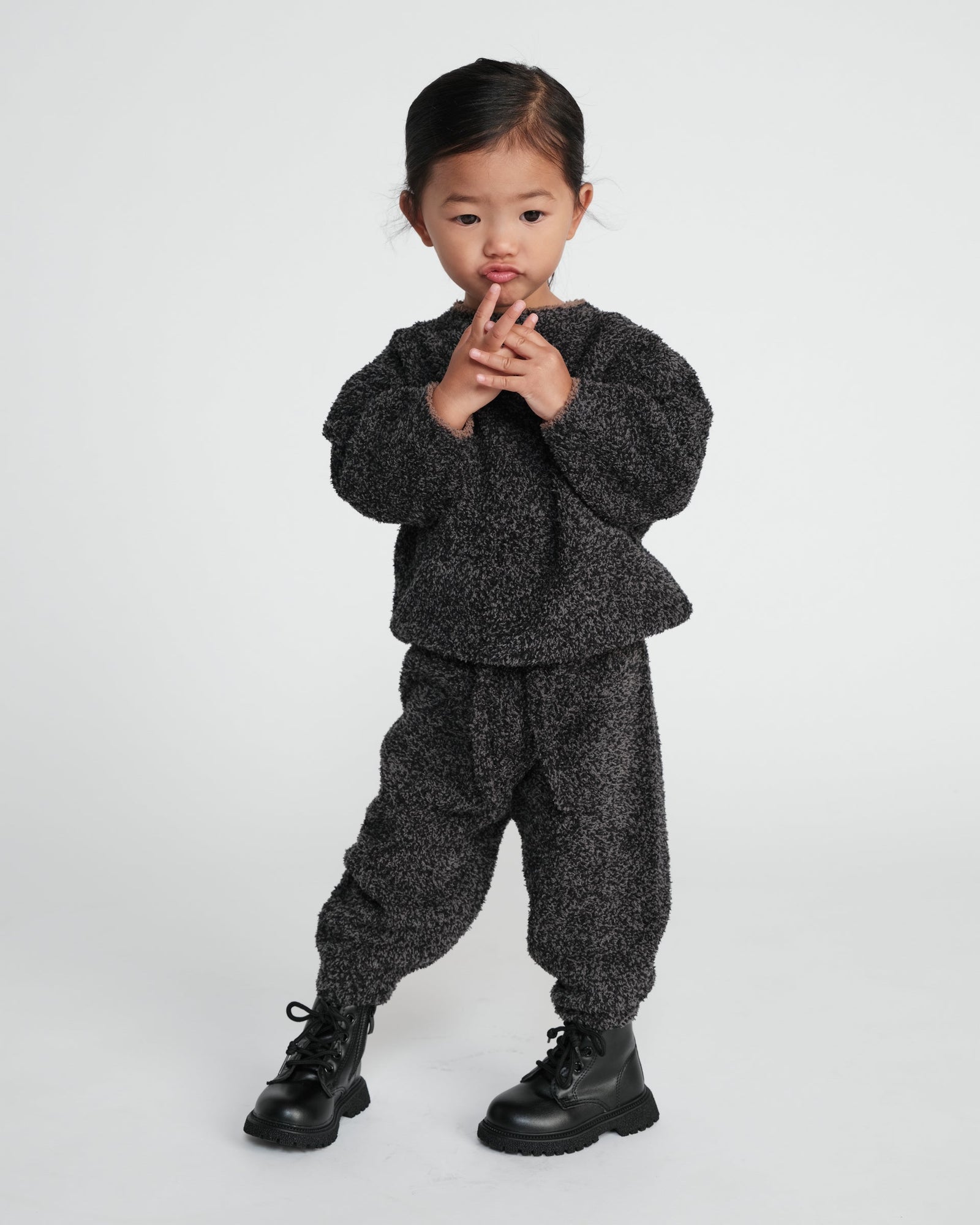 Boxy Sweater - Fuzzy | Black Melange
