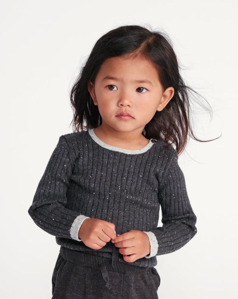 Long Sleeve Top - Hug Me | Black Melange