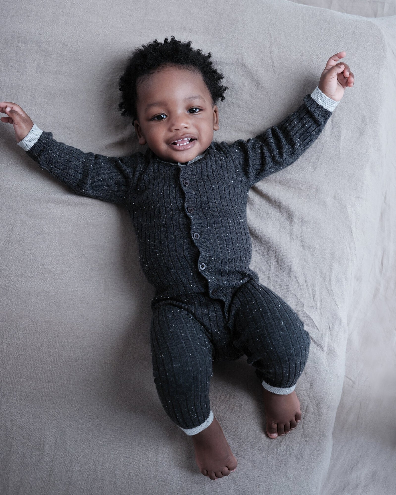 Long Sleeve Jumpsuit No Footie - Hug Me | Black Melange