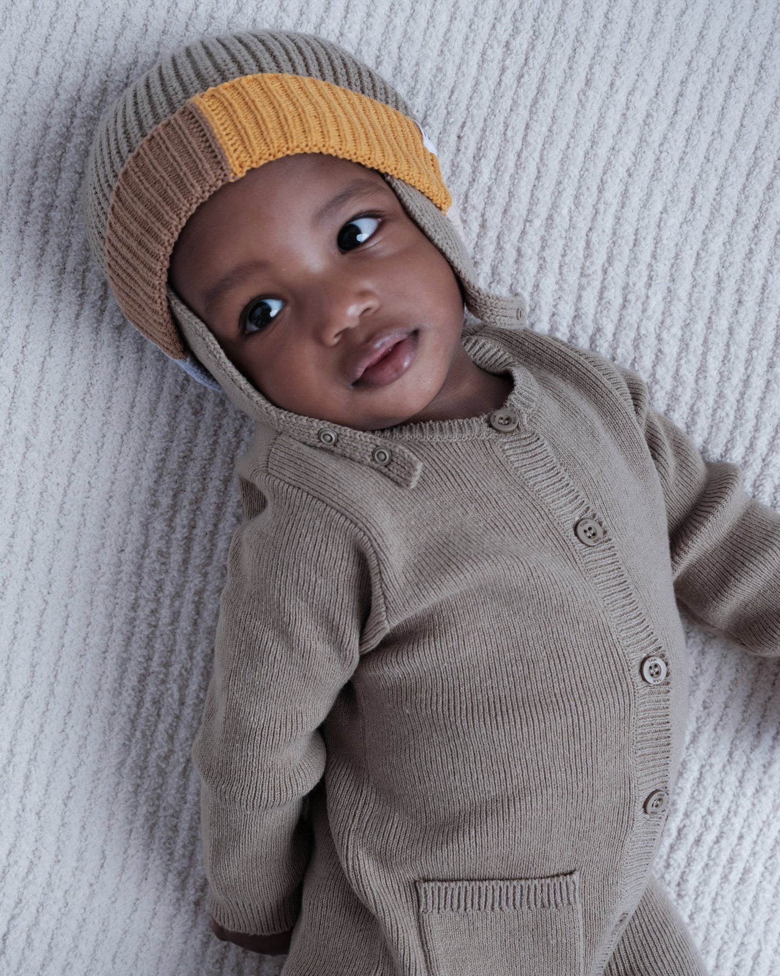 Beanie Ear Flap - Chunky | Olive Multicolor