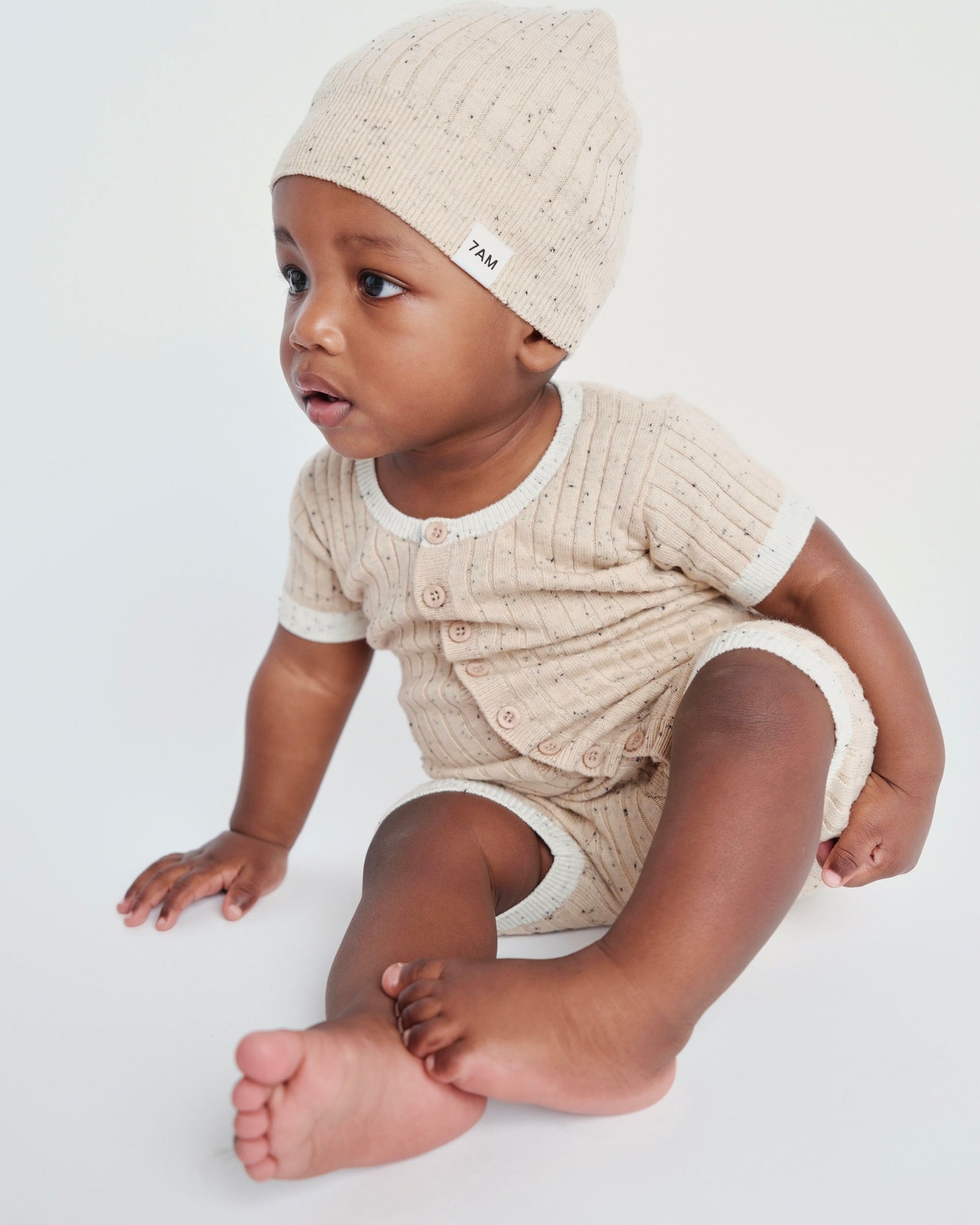 Short Sleeve Romper - Hug Me | Oat