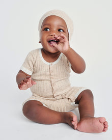 Short Sleeve Romper - Hug Me | Oat