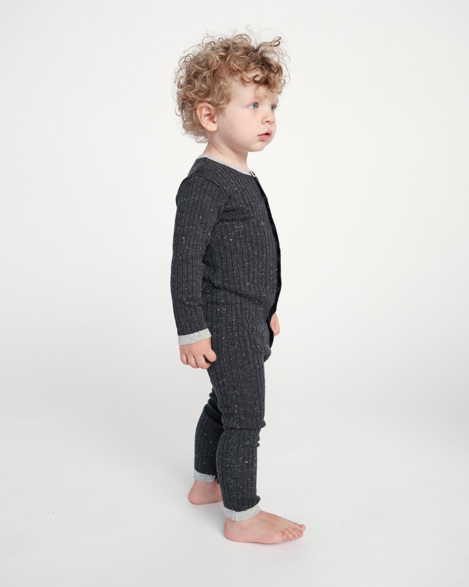 Long Sleeve Jumpsuit No Footie - Hug Me | Black Melange