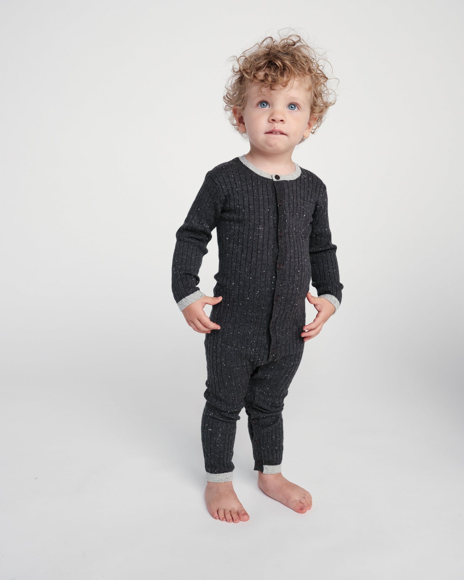 Long Sleeve Jumpsuit No Footie - Hug Me | Black Melange