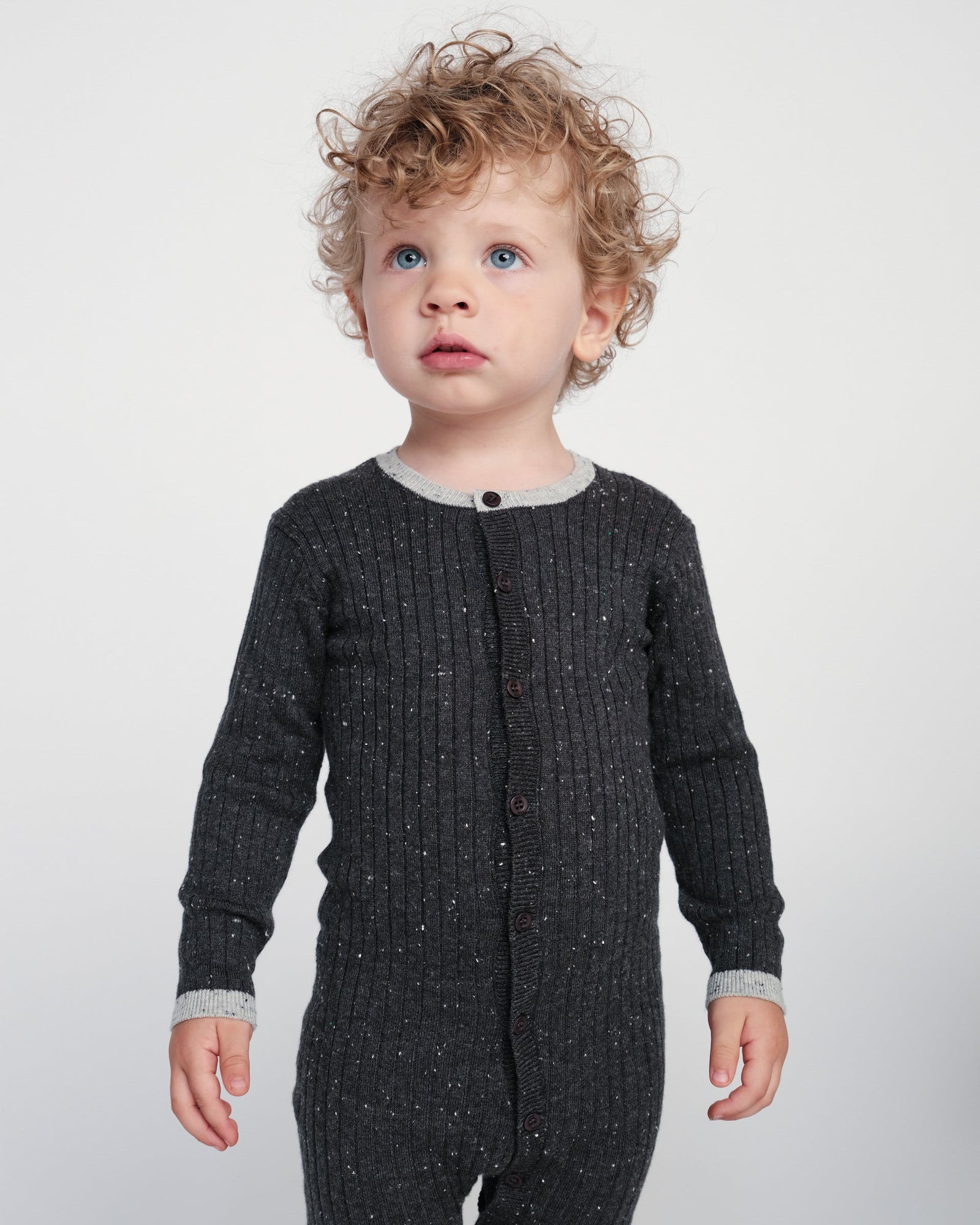 Long Sleeve Jumpsuit No Footie - Hug Me | Black Melange