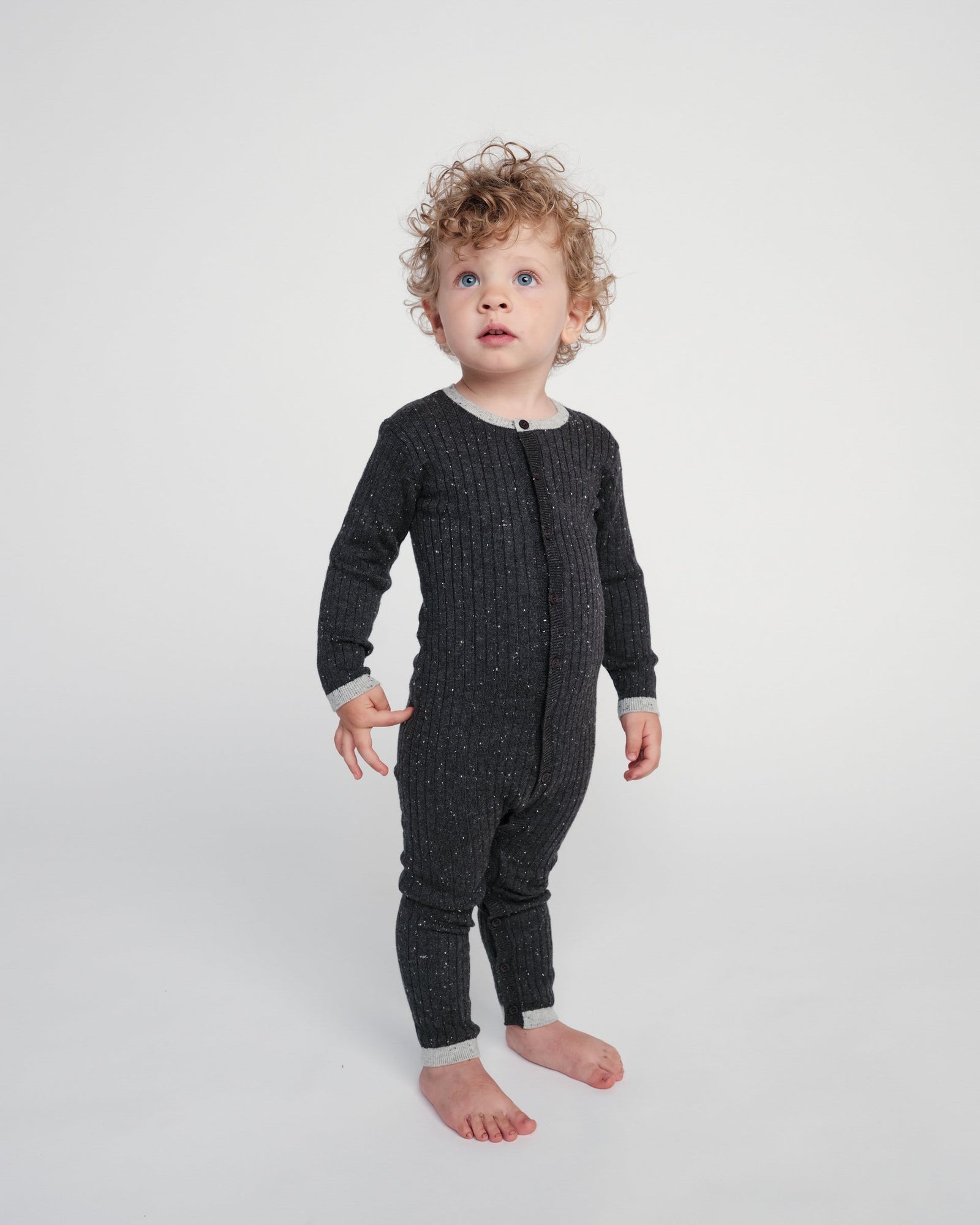 Long Sleeve Jumpsuit No Footie - Hug Me | Black Melange