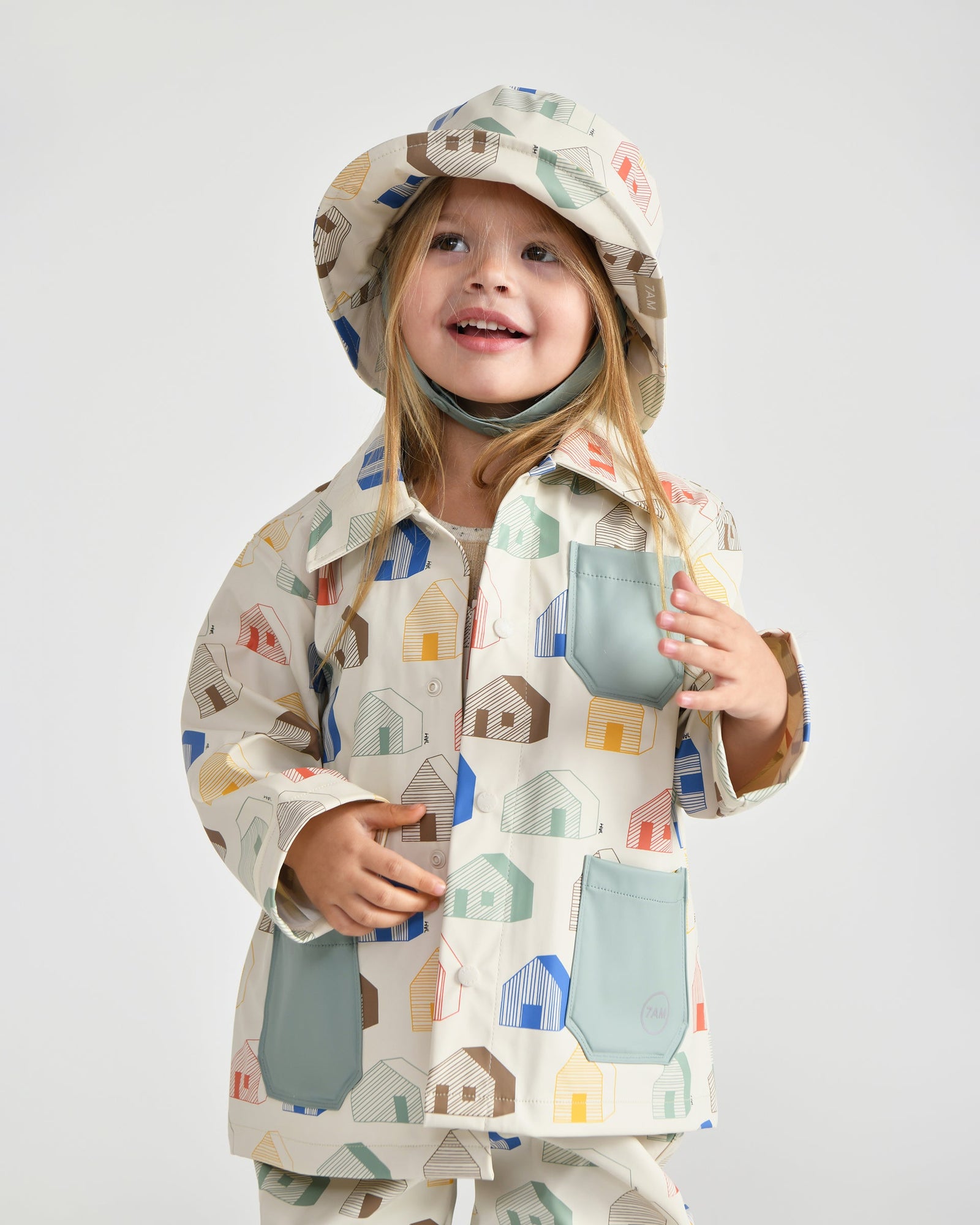 Rain Worker Jacket | Rainy Houses Teal