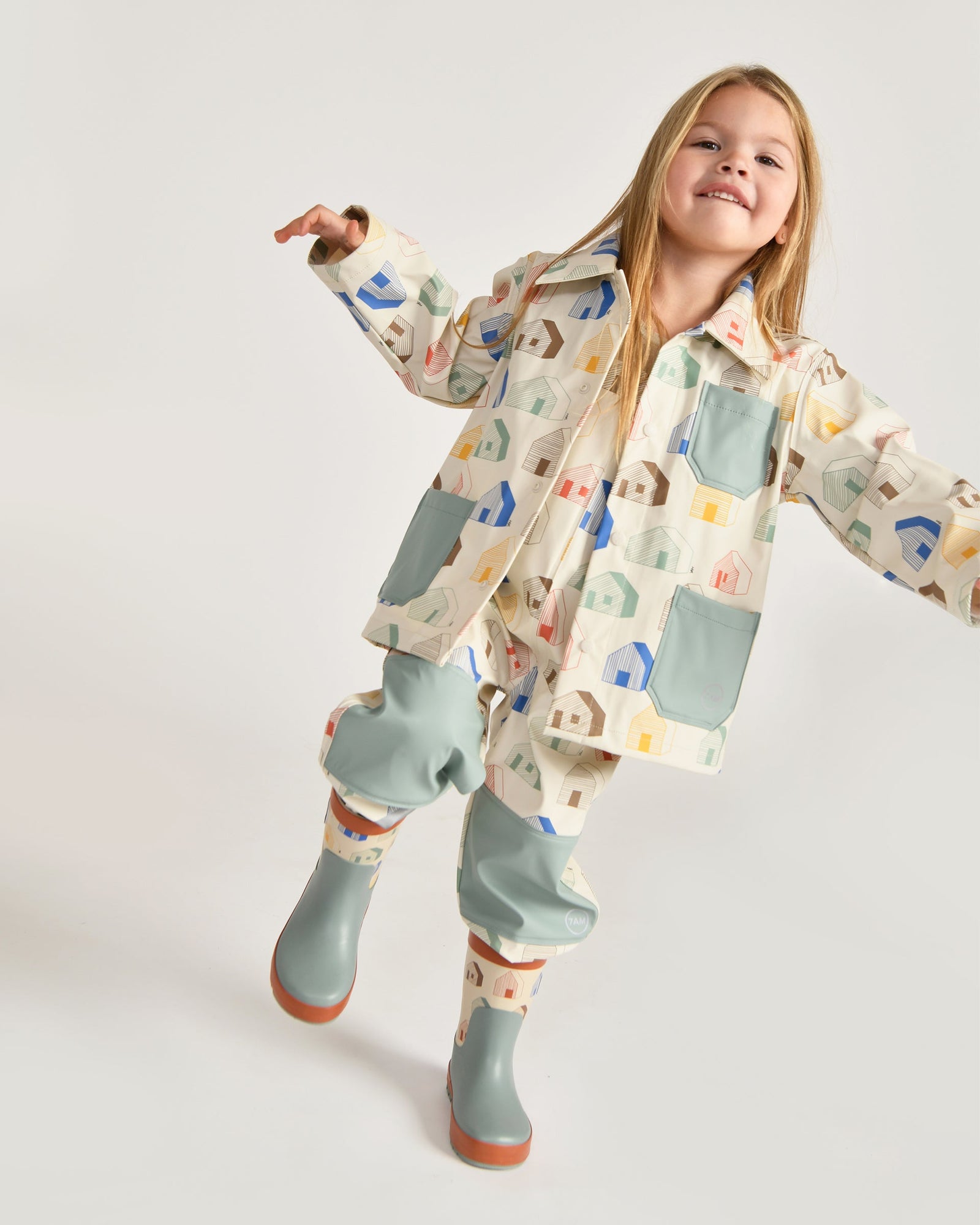 Rain Worker Jacket | Rainy Houses Teal