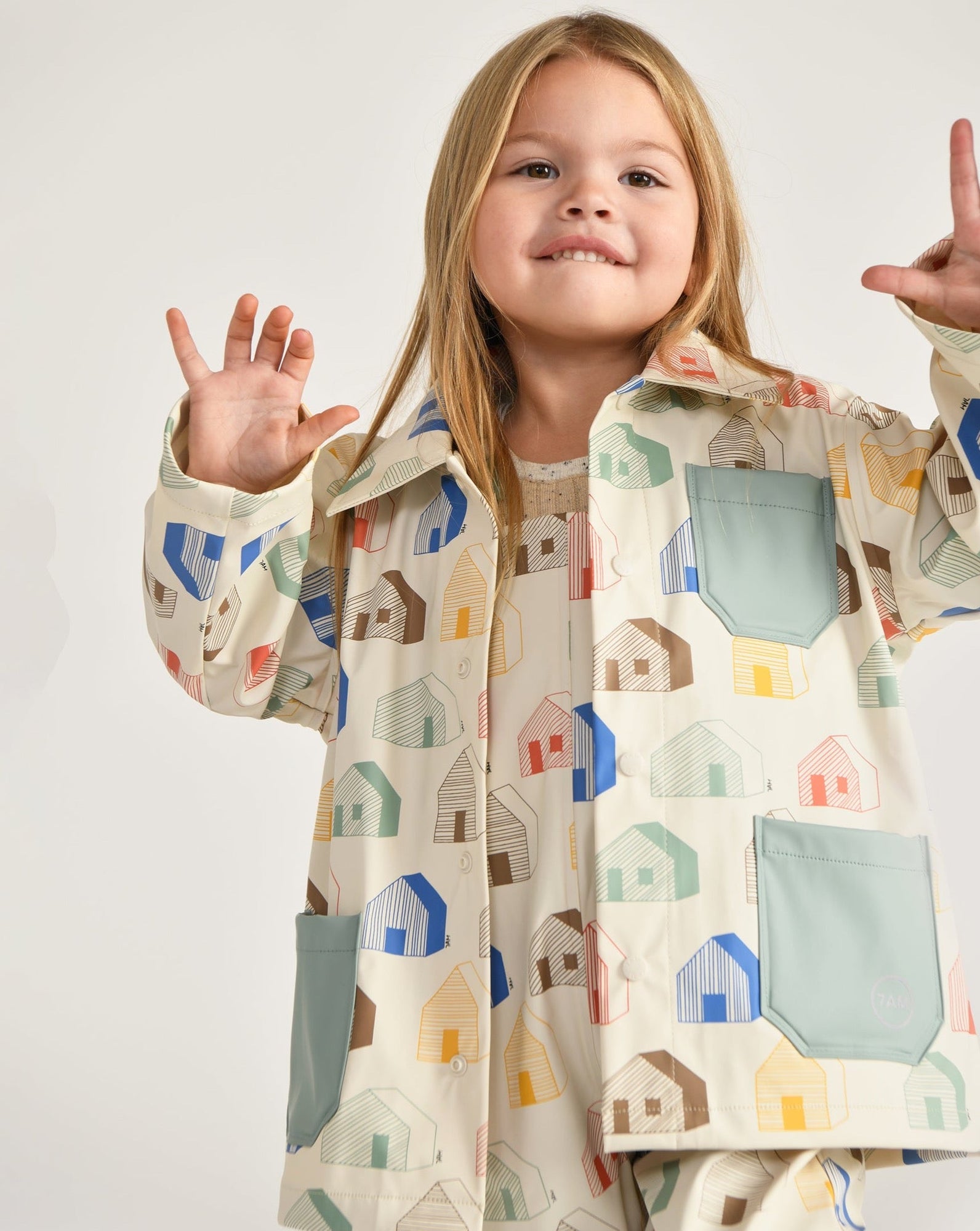Rain Worker Jacket | Rainy Houses Teal