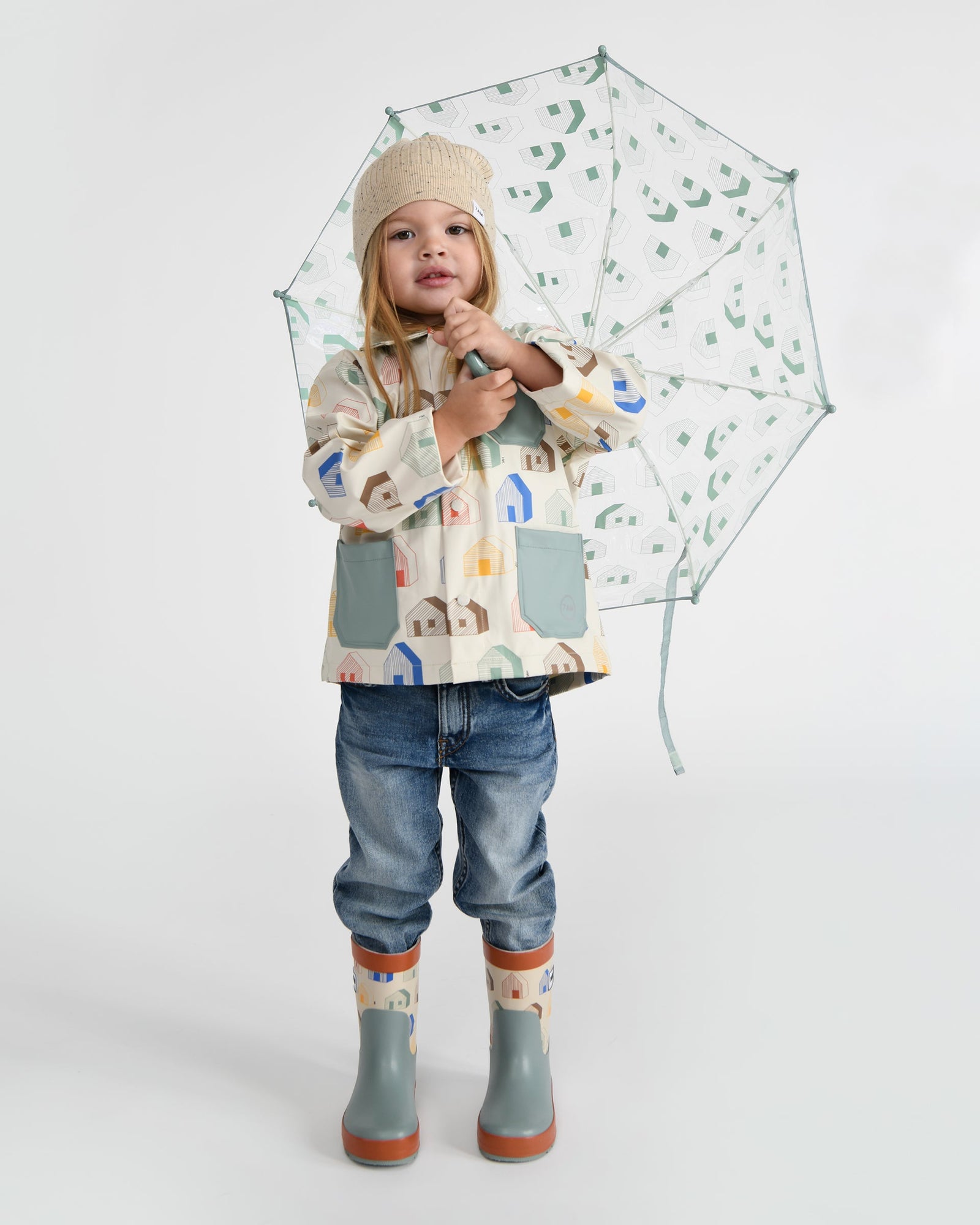 Rain Worker Jacket | Rainy Houses Teal