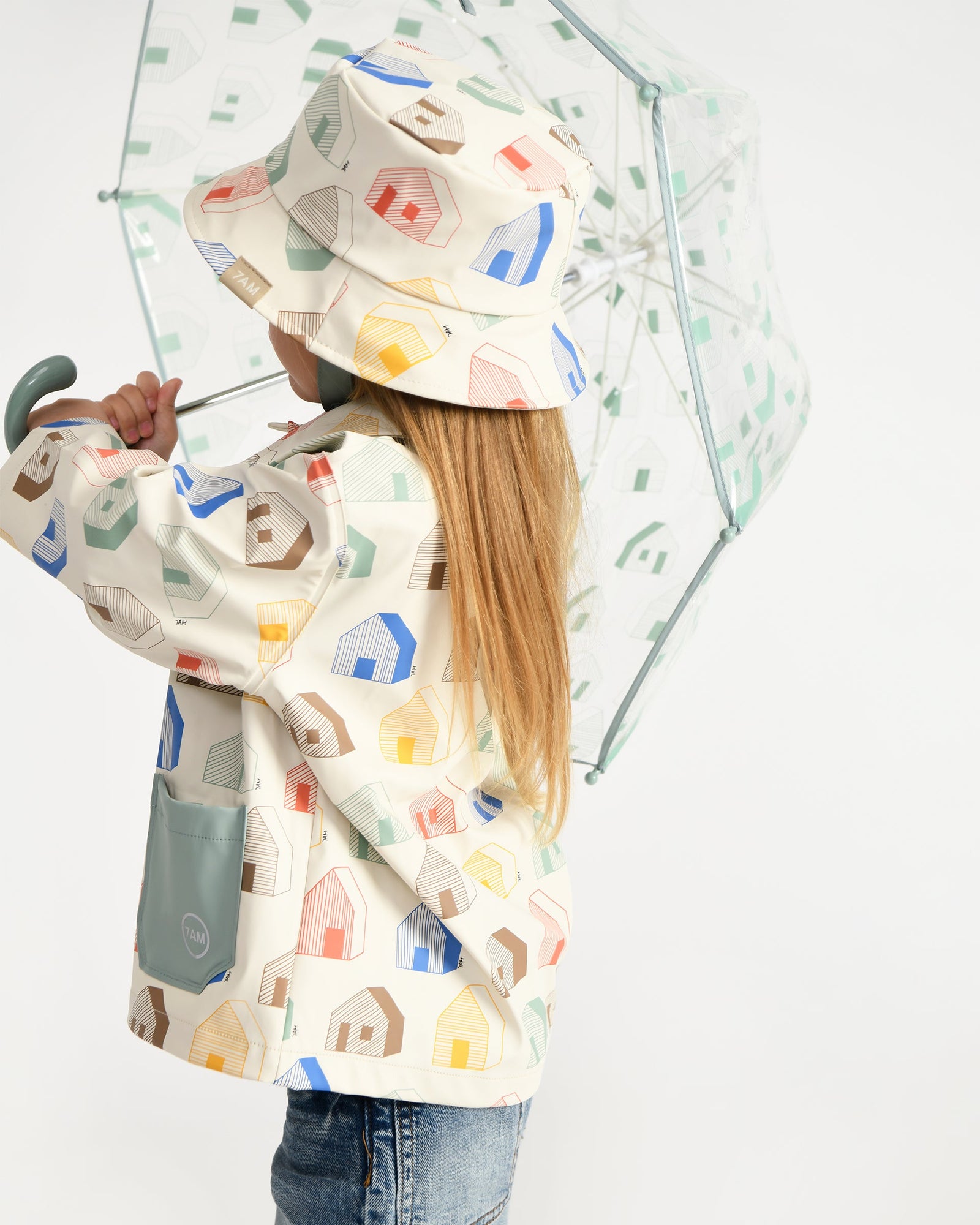 Rain Worker Jacket | Rainy Houses Teal