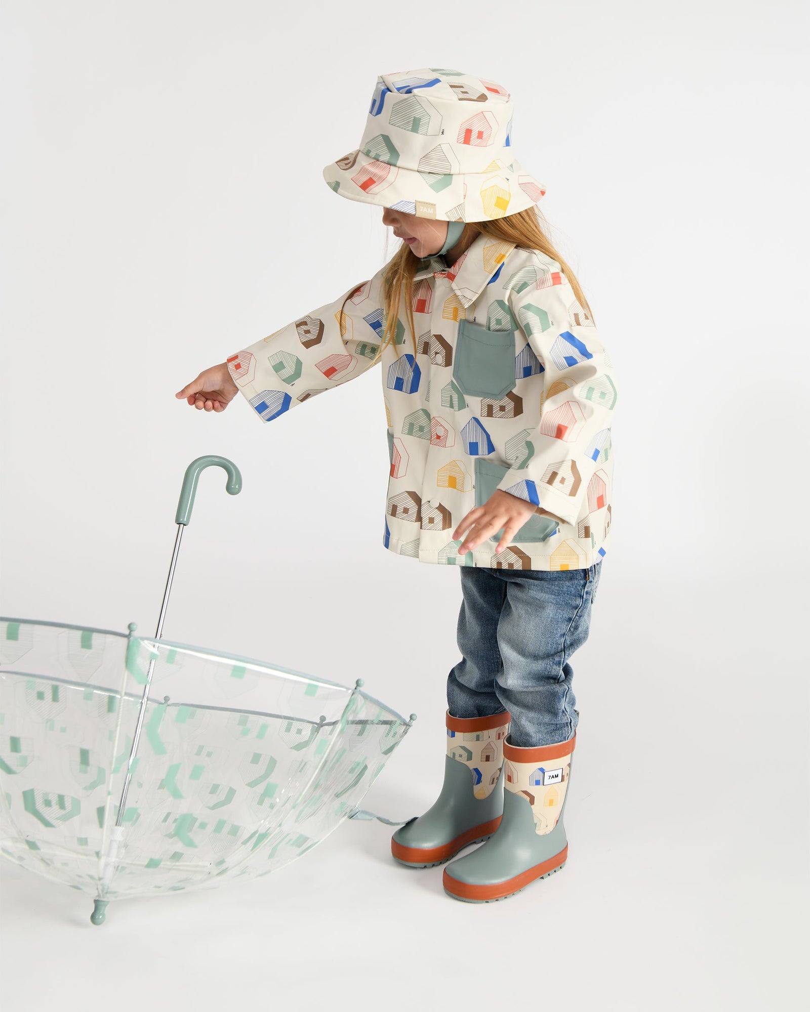 Rain Worker Jacket | Rainy Houses Teal