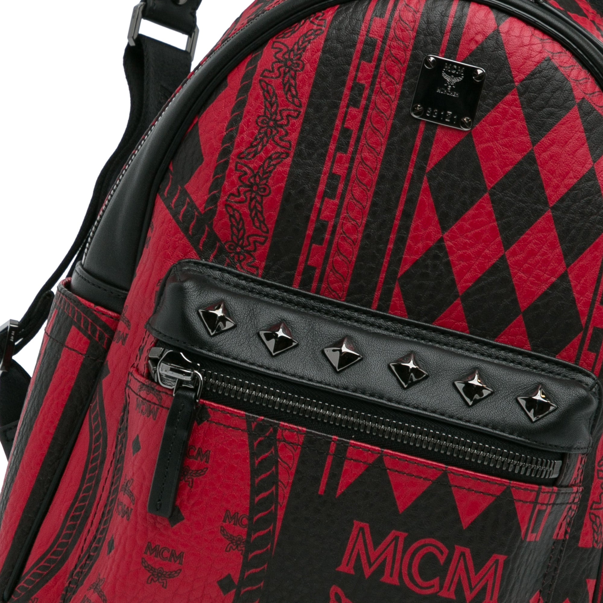 MCM Pre-Owned Baroque Stark Backpack | Women | Red x Black