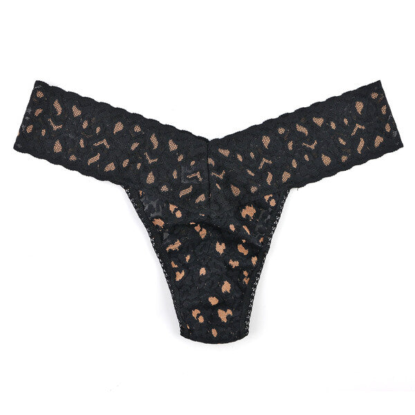 Petite Lace Low Rise Thong | Black/Praline