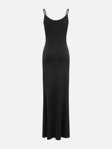 Long Slim Suspenders Dress | Black