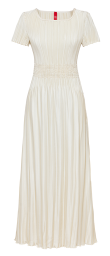 Pleated Waist-Cinched Dress | Golden