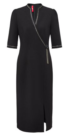 Chinese Style Waist-Cinched Dress | Black