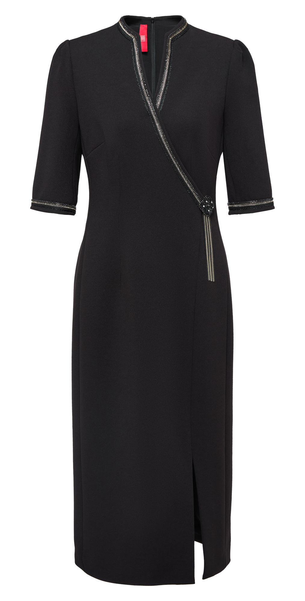 Chinese Style Waist-Cinched Dress | Black