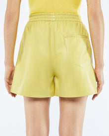 Womens | Brenna Okobor Alt-Leather Shorts | Yellow