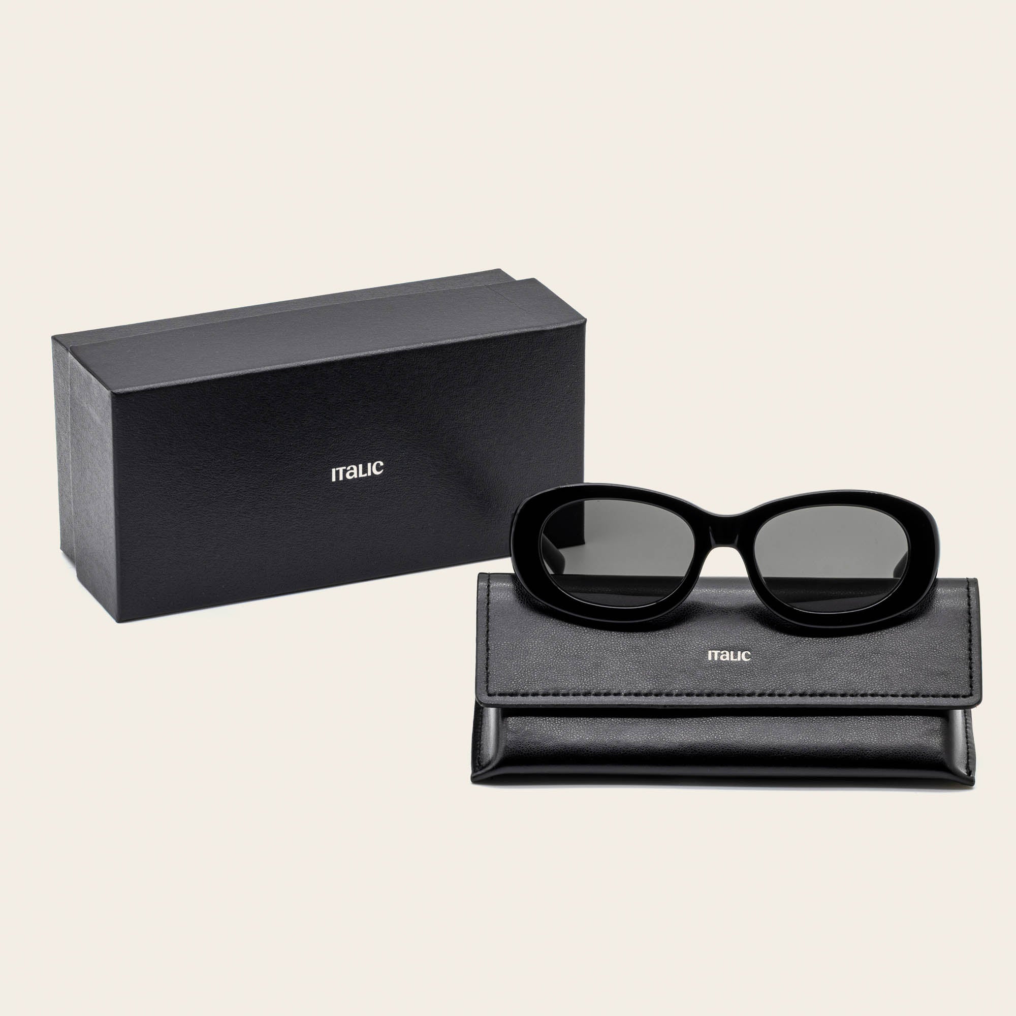 Unisex | Celeste Oval Italian Acetate Sunglasses | Black