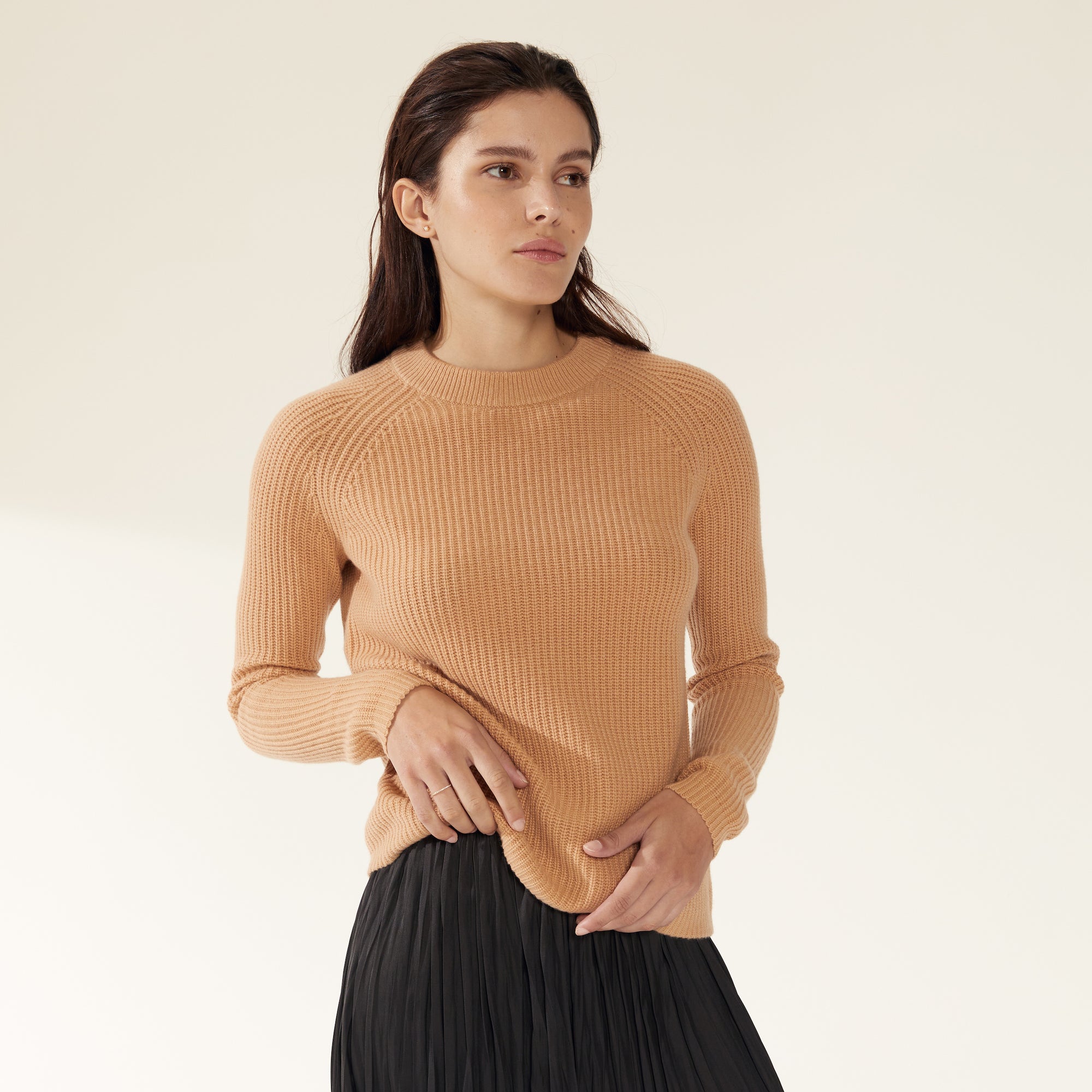 Womens | Ava Chunky Cashmere Crewneck Sweater | Camel