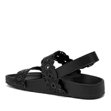 Lily Sandal Footbed | Black Perf Faux Nappa