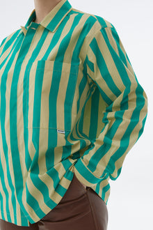 Shirt | Men | Light Yellow x Green Striped