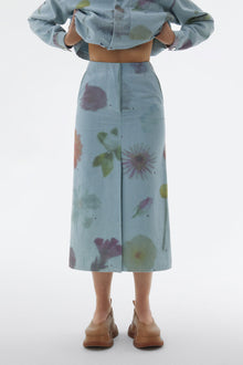 Denim Midi Skirt | Women | Flower Print