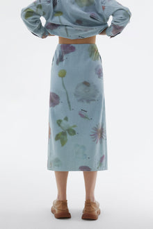 Denim Midi Skirt | Women | Flower Print