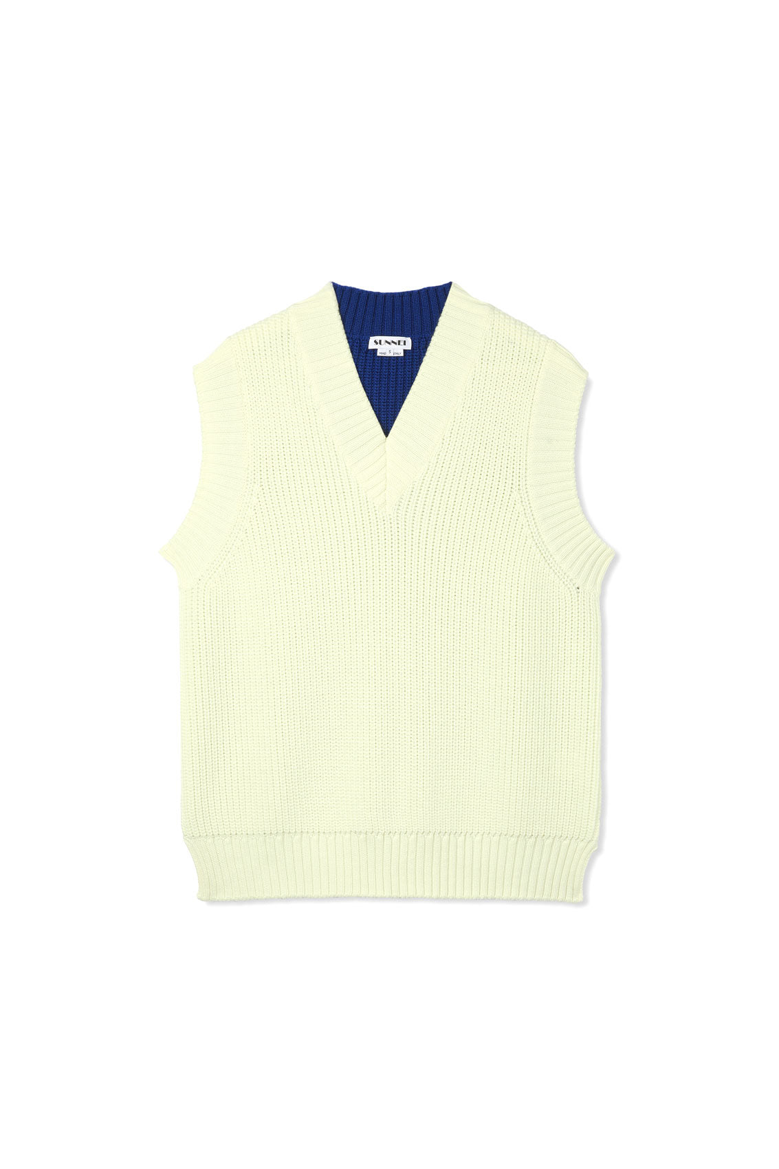 Knit Gilet | Women | Light Yellow x Electric Blue