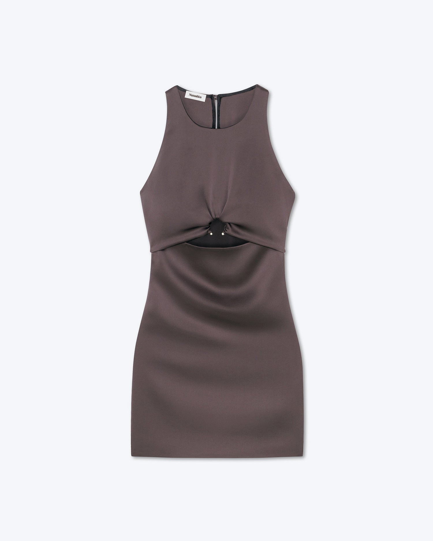 Womens | Elmi Cut-Out Slip Satin Mini Dress | Coffee Bean