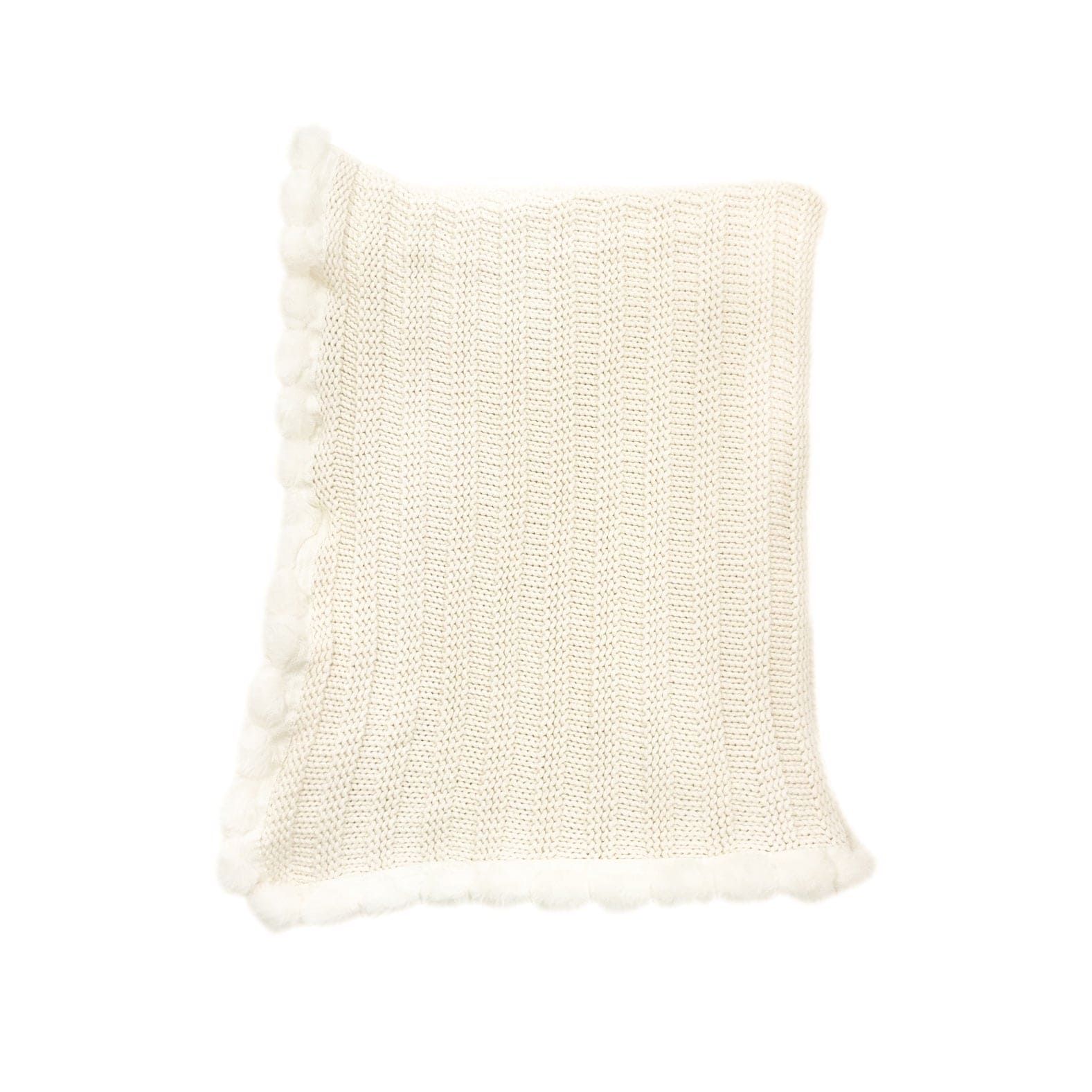 Oatmeal Organic Cotton Knit Pom Pom Blanket | Oat